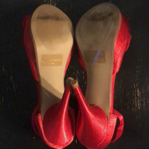 Qupid Red Stiletto Open Toe Heels - Picture 5 of 5